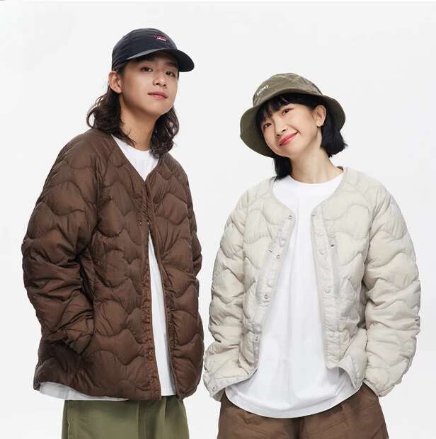 Winter Light Couple Three-Proof 90 Veet With Neck Solid Color Vintage Maillard Collarless Down Jacket Size 2Xl