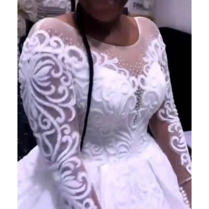 Size Wedding Plus 2022 Dresses Beading Bridal Gowns Long Sleeve Crystal Lace Appliqued Sequined Vestidos De Novia Cg001