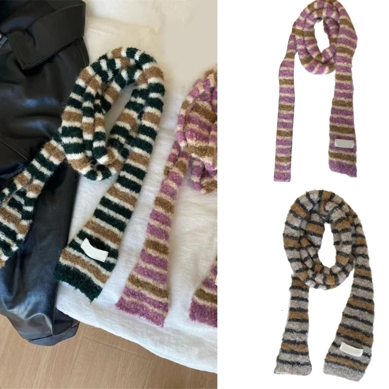 Knitted tight scarf womens striped collar hanging basket handbag womens handbag handbag 241017