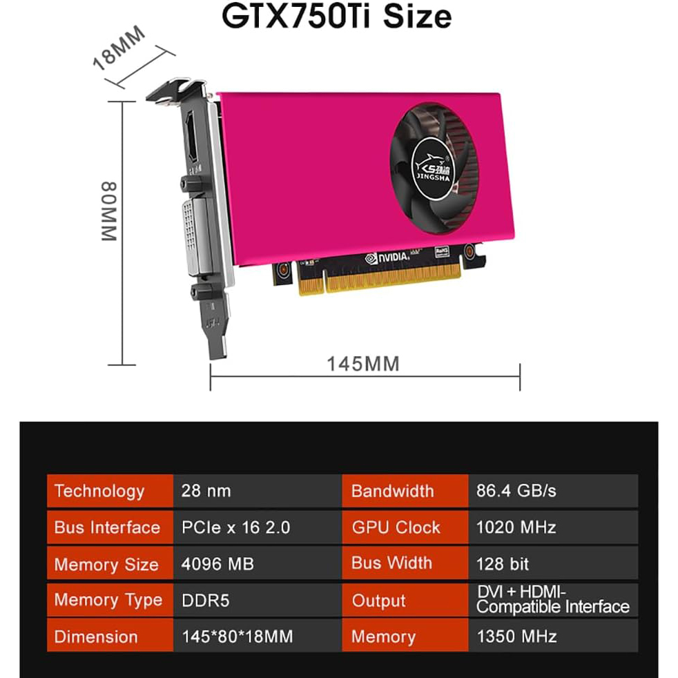 GTX 750 Ti Graphics Card, 4GB GDDR5 128bit Gaming Video Card, PCI Express 2.0, HDMI, DVI D, GPU Graphics Card for PC Computer