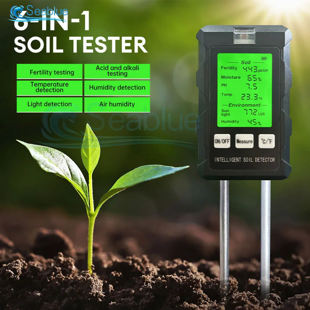 High precision soil pH tester Soil moisture/PH/temperature Sunshine intensity tester Garden plant soil tester Soil pH testing 241016