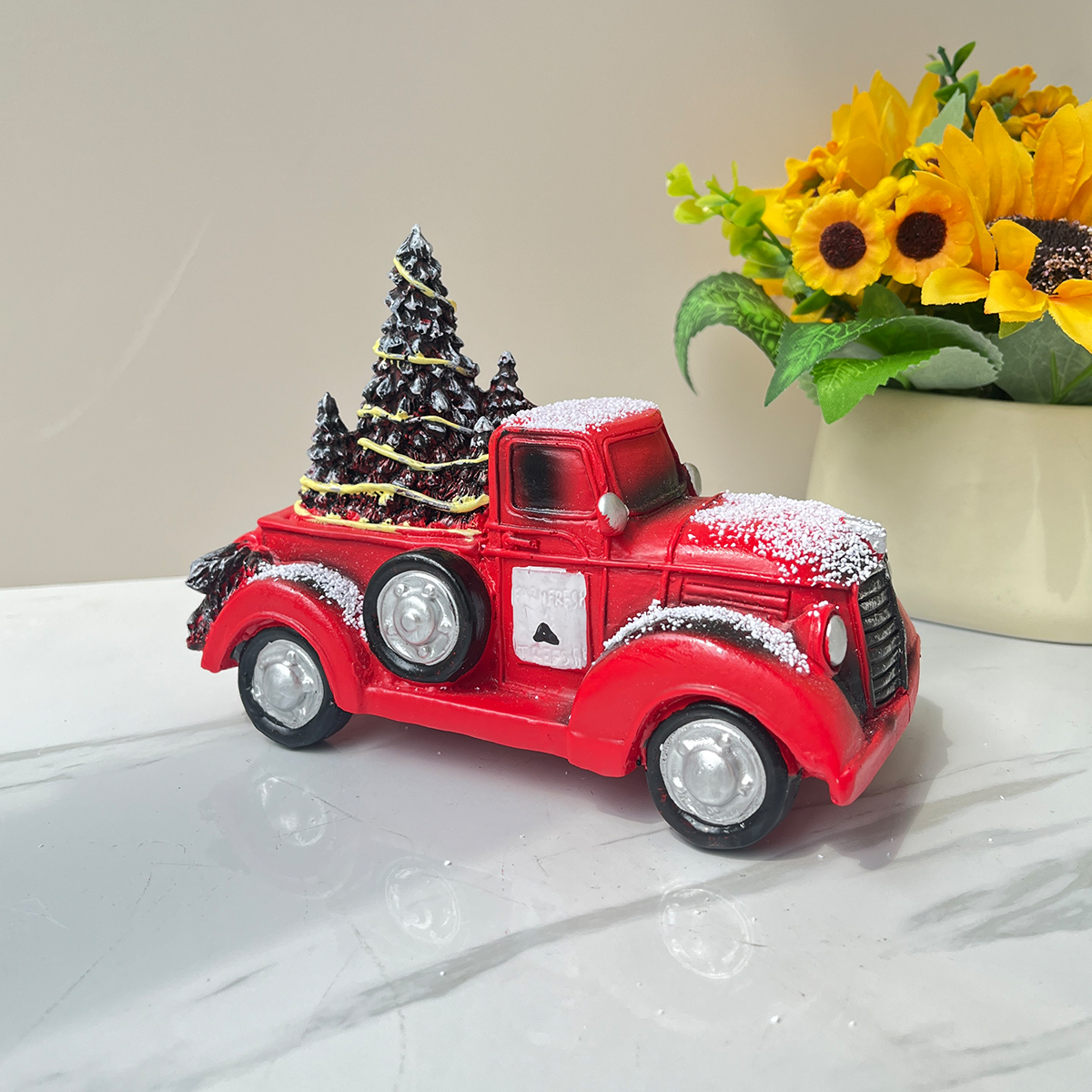 Christmas Decorations Classic Red Truck Farmhouse Style Centre Decorations