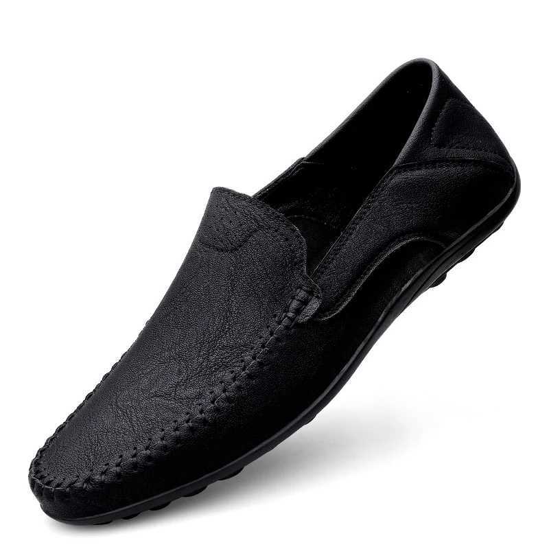 Genuine Leather Men Shoes Casual Formal Man Loafers Luxury Italian Slip Brand Male Boat Size 46 47 Mocassins HomensXJ250118