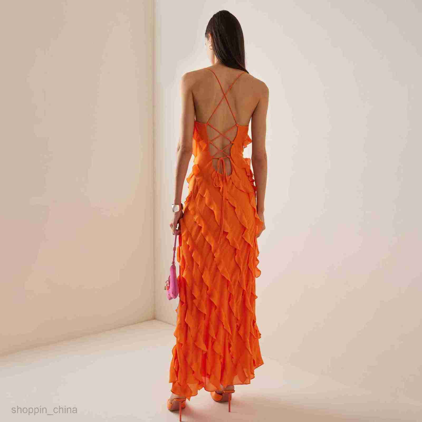 Basic Casual Women Dresses Summer New Style Dress with Mushroom Edge Strap Skirt and Split One Shoulder Dress
