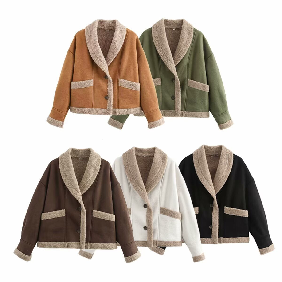 Women's Winter 2024 Elegant Outwear Jaquetass Femininas Armygreen Coat Solid Long Sleeve With Button Warm Jackets