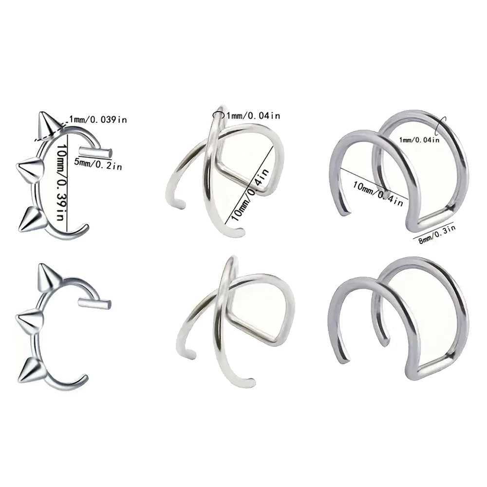 2 pieces minimum value ear clip womens fake perforated jewelry earplugs September pocket clip stainless steel lip ring girls jewelry set W241017