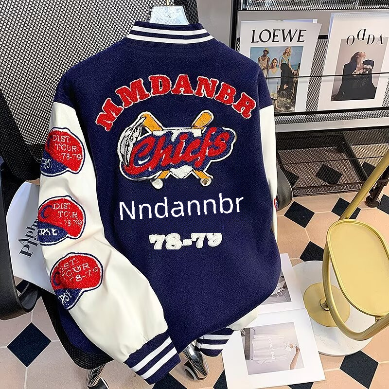 Trendy Loose-Fit Tower Cloth Embroidered Casual Jacket Men's Baseball Uniform Style Autumn High Street Fashion
