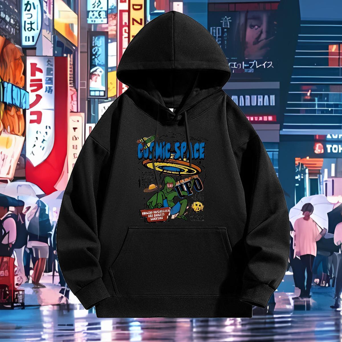 2024 New Hoodie Men Breathable Soft Brand Men Hoodie Casual Daily Wear Pullover Hoodie Anime Print Cotton 350g