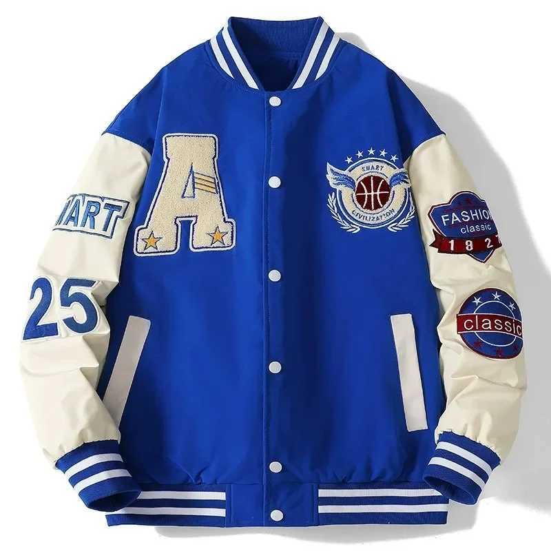 New trend American baseball jacket mens high-end stand up collar embroidered youth jacket casual loose couple jacket M241017