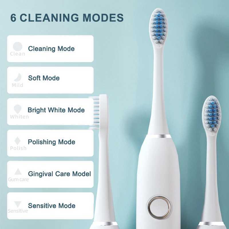 New Arrival 6-speed electric sonic toothbrush USB charging adult ultrasonic toothbrush with 4/8 replaceable head intelligent timer IPX7 G241017