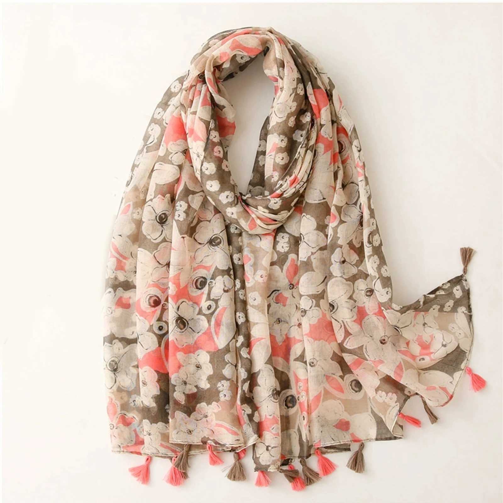 180 * 85cm ribbon style Muslim scarf outdoor cotton and linen scarf warm all year round sage poppa printed beach towel X241017