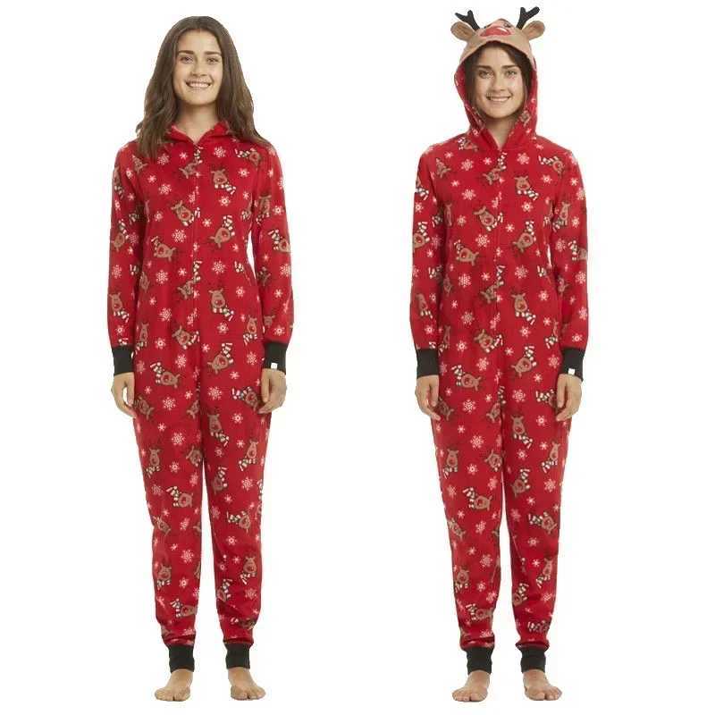 Family deer Christmas gift allows printing earmuffs one-piece jumpsuit for mom dad and child matching clothing jumpsuit Christmas family appearance W2