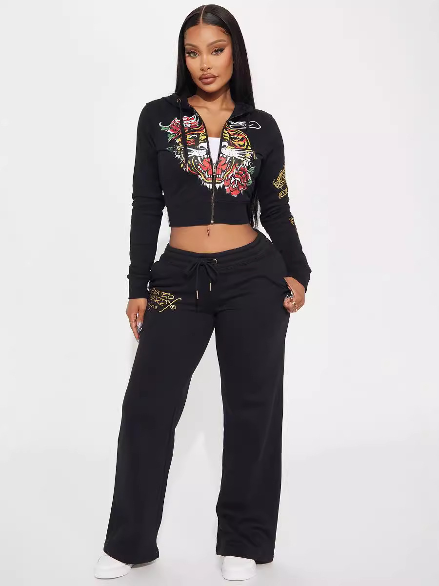 Womens designer suit Y2K Printed Fashion Casual Sports Set New Hoodie Set and Sporty Letter Printed Long Sleeved Zip Suit Two Pieces Set