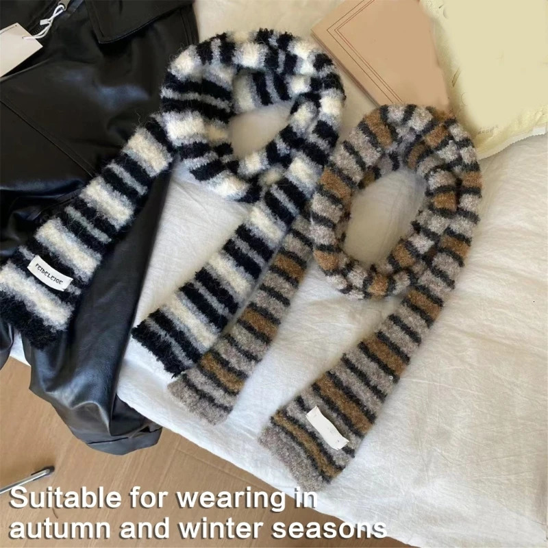 Knitted tight scarf womens striped collar hanging basket handbag womens handbag handbag 241017