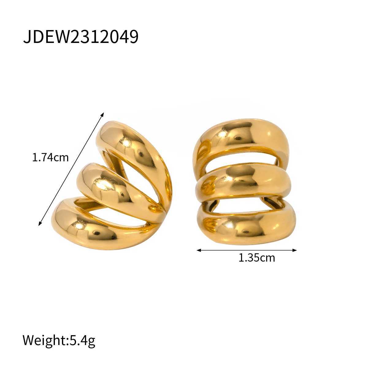 Stainless steel geometric simple three-layer ear clip personalized fashion 18K fashionable womens allergy prevention statement jewelry W241017