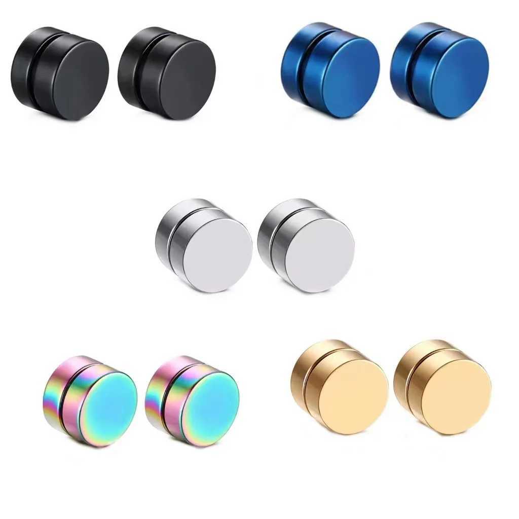 2024 Stainless Steel Non Perforated Magnetic Earrings Neutral CZ Magnetic Earclip Womens Punk Hip Hop Earring Set W241017