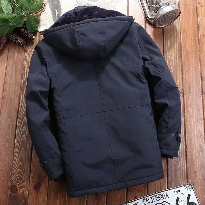 Winter Parka mens windproof wool thick fur coat mens retro hooded street jacket mens windproof jacket 6XL X2410171