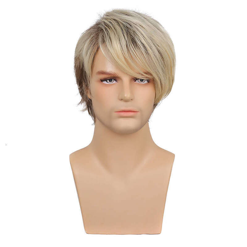 Xuchang Fashion Men's Mixed Color Wigs, Short Hair With Partial Split Bangs, Chemical Fiber Headsets, Wigs