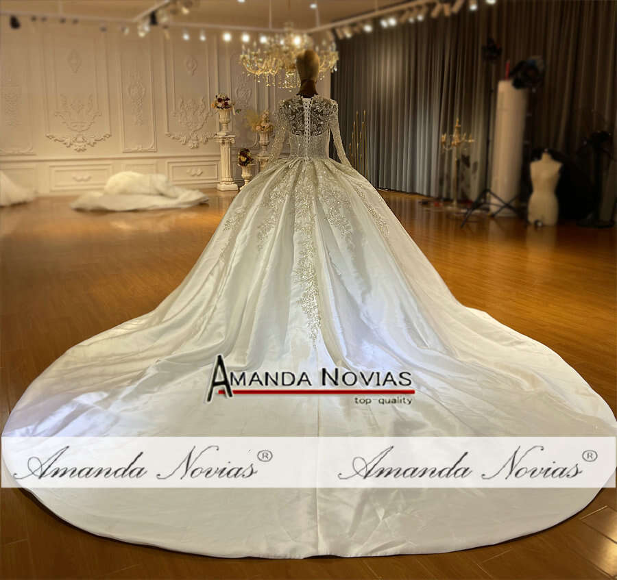 Ball Gown Lace Applique Satin Wedding Dress