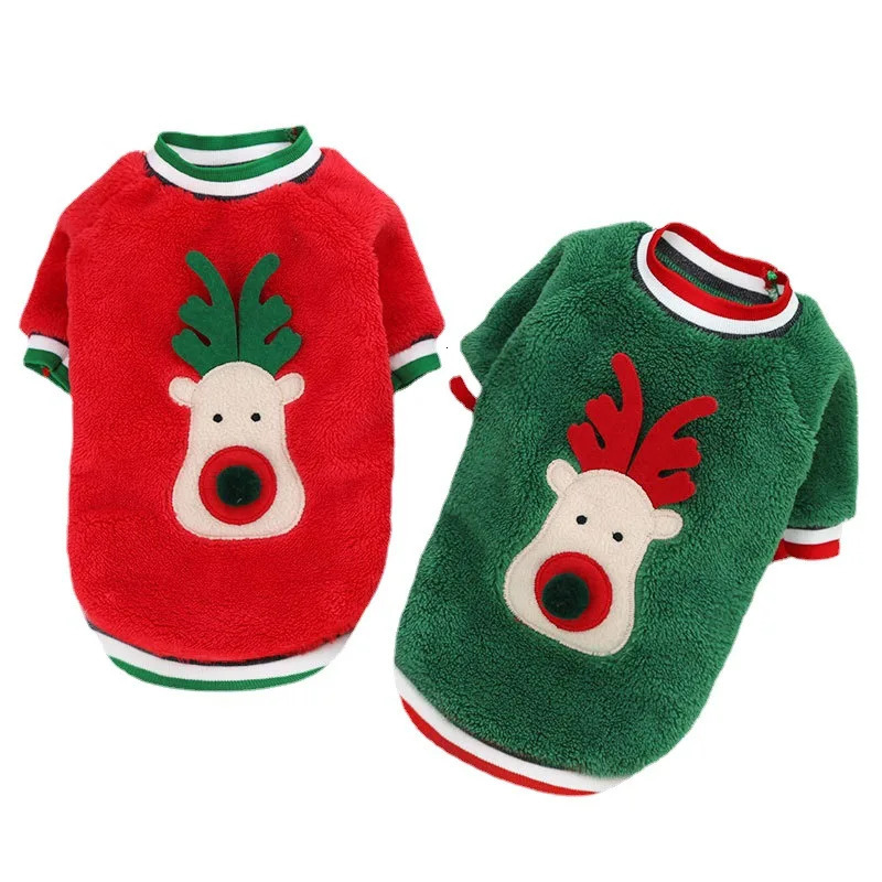 Christma Pet Clothing Elk Printed Warm Puppy Cat Beautiful Winter Clothing Comfortable Puppy Clothing 241016