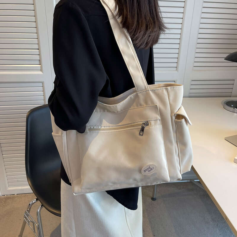 Lightweight Canvas Shoulder Bags For Women Ladies Handbags Multi Pockets Pure Color Travelg Shopper Totes