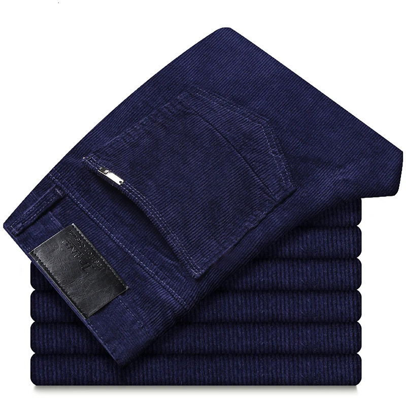 6-Color Mens Thick Corduroy Casual Pants Winter Business Fashion Stretch Regular Suitable for Mens Trouser Mens Clothing 241017