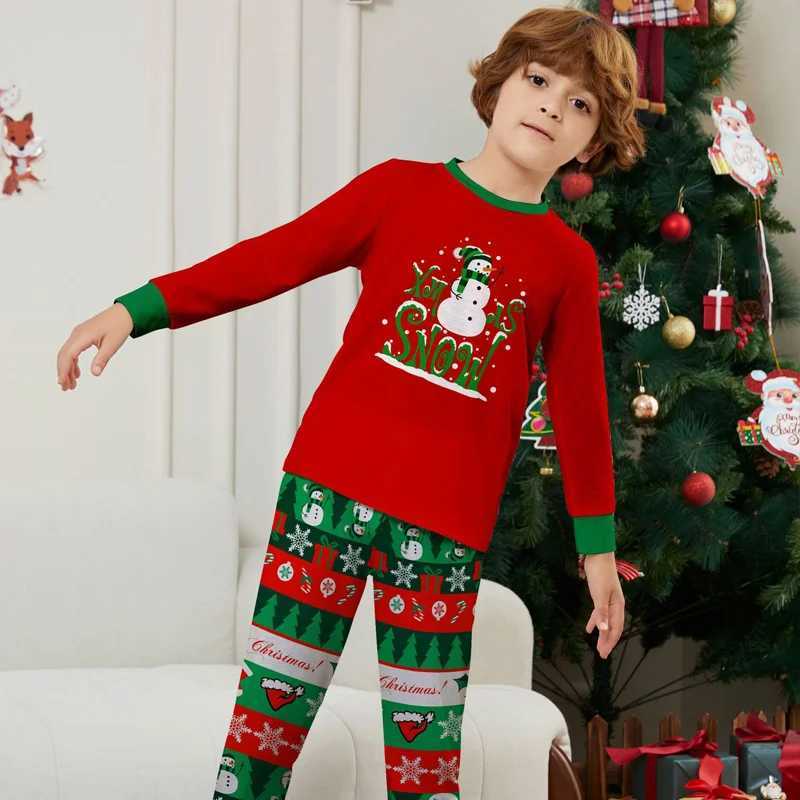 Christmas Family Matching Set Pajama Clothing Set Cartoon Snowman Printing Mother Children Baby Christmas Family Appearance Pajama W241015