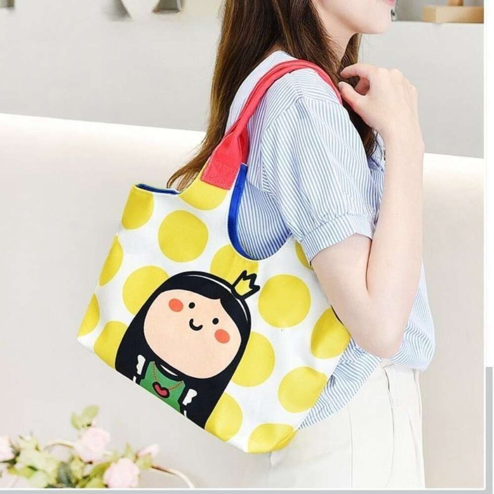 Fashion Cute Print Women's Cartoon Portable Gift Shoulder Canvas Shell Bag Travel Fabric Handbag