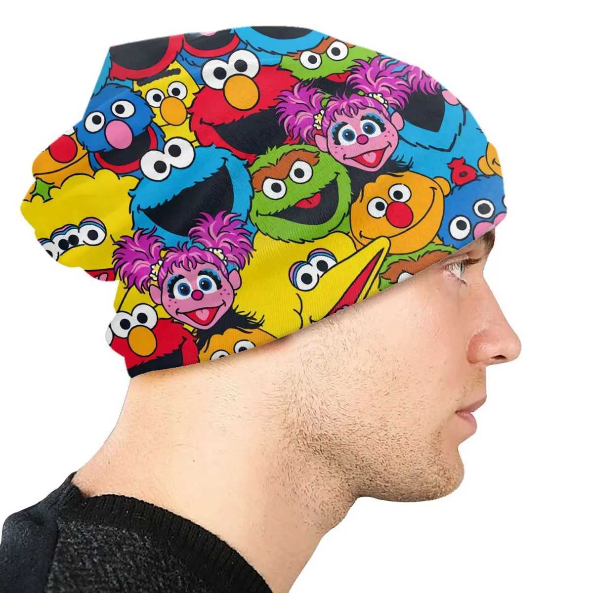 Sesame Street Biscuit Monster Hat Street Knitted Hat Mens Winter Warm and Happy Elmo Skulls Beanies Hat W241017