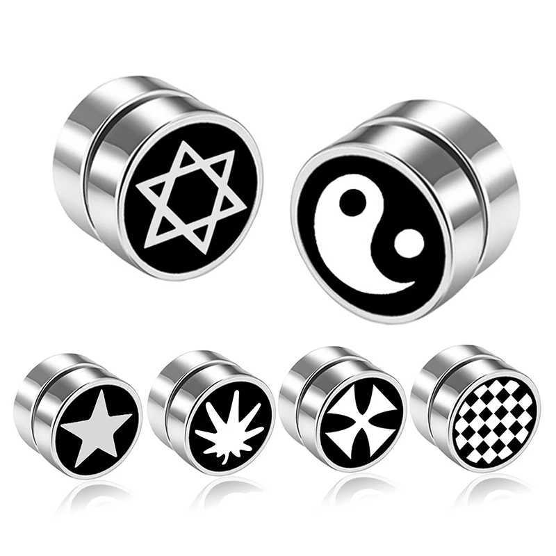 1 piece of 8mm mens strong magnetic health ear clip earrings non perforated fake earrings trendy punk jewelry on the street W241017