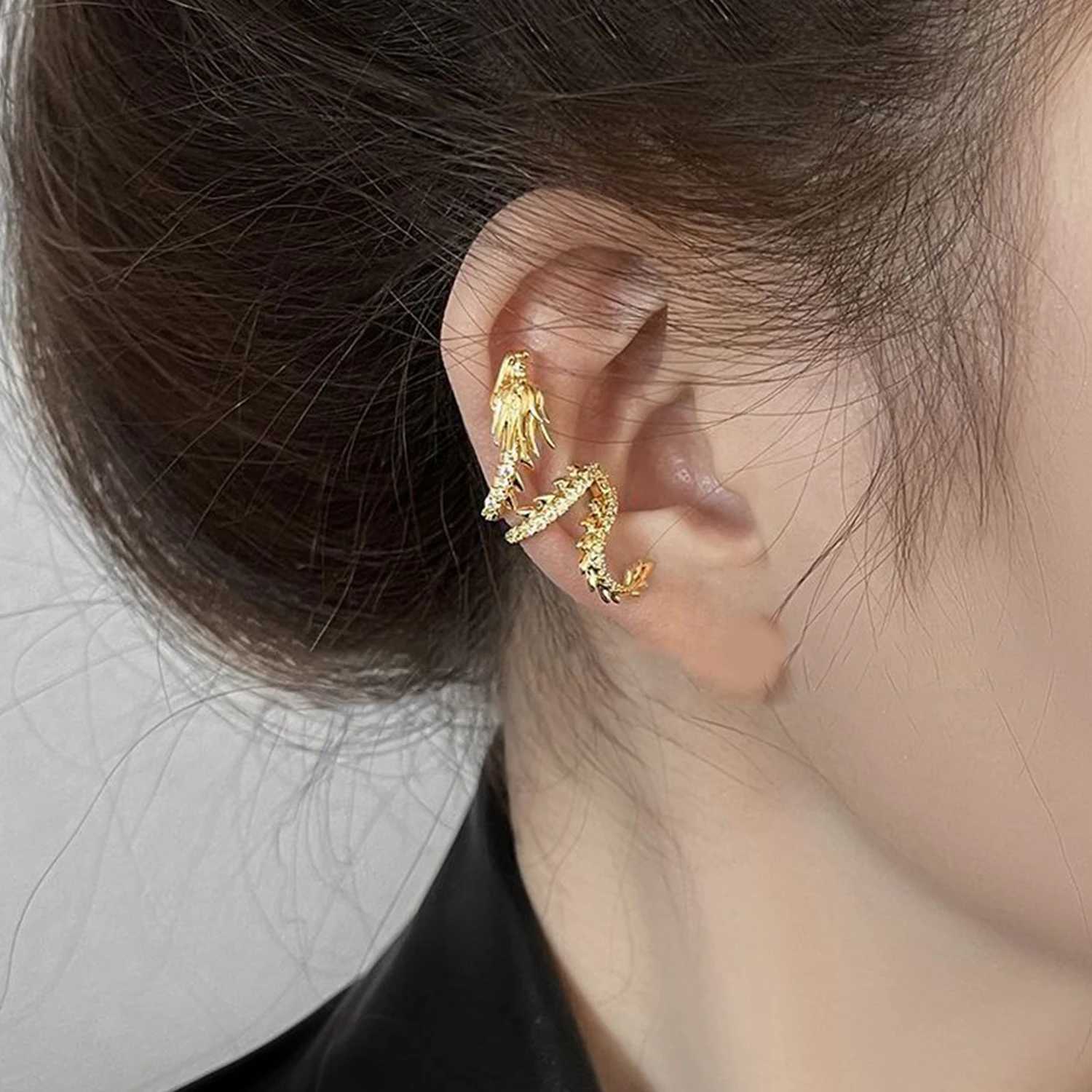 Unique design of dragon ear cuffs womens non perforated earrings personalized fashion punk metal cute cool ear clips jewelry gifts W241017