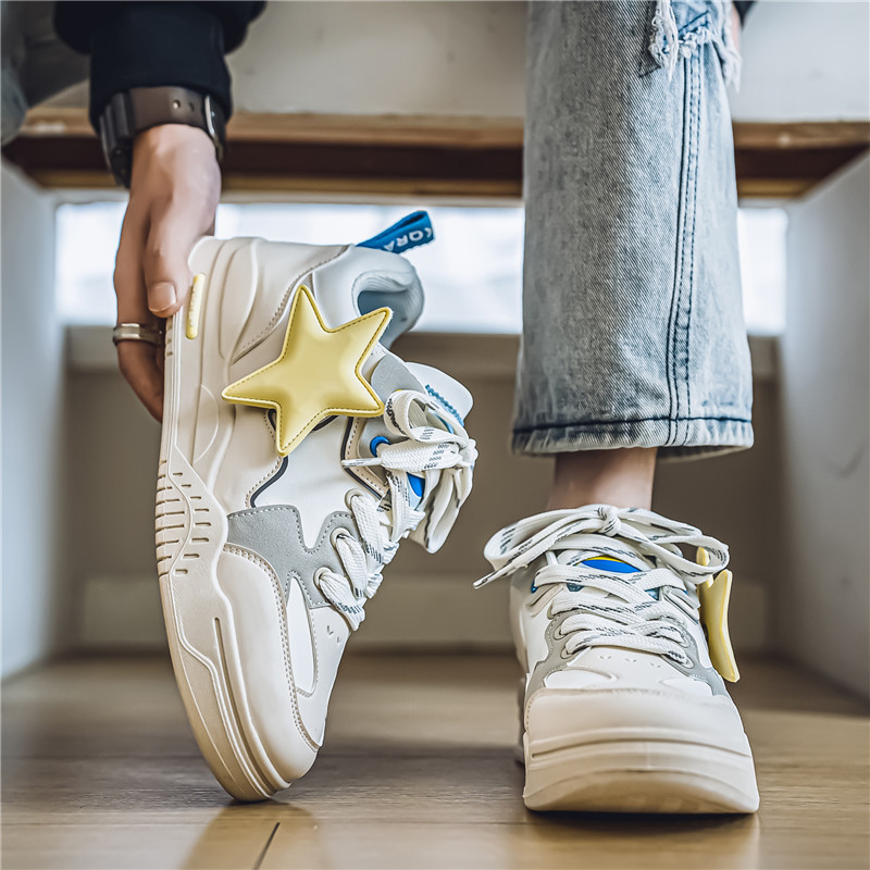 Autumn Winter New Men's Low Cut Thick Soled Pentagram Versatile Casual Board Shoes