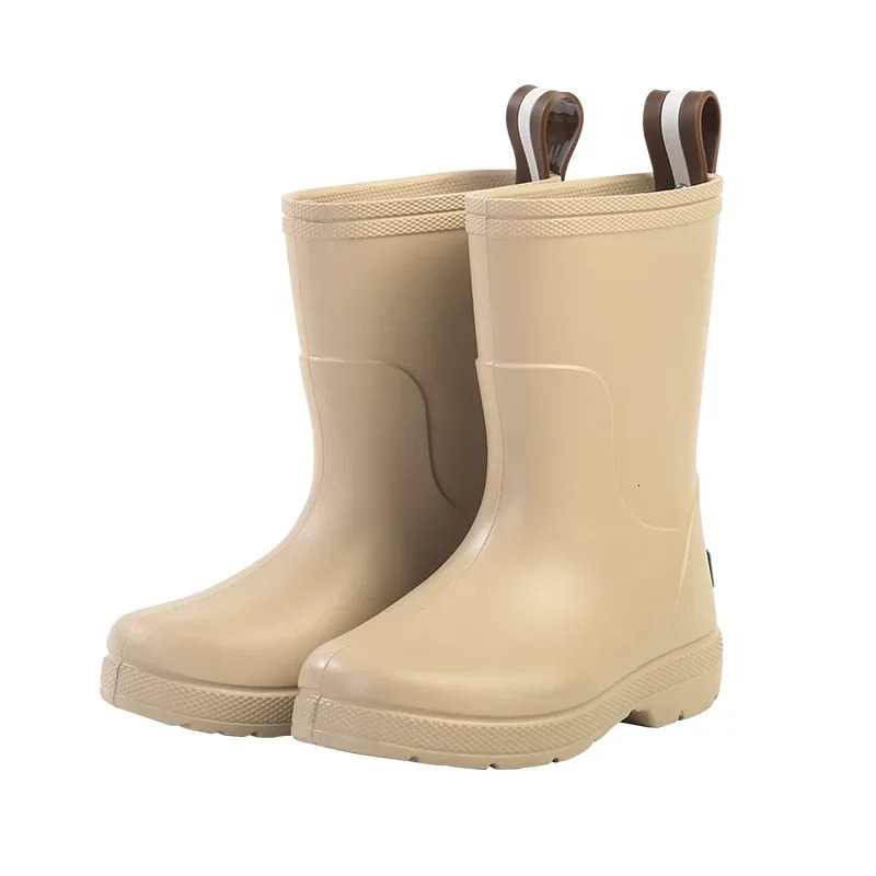 Children Rain Boots Rubber Slip-on Wear Resistance Baby Boys And Girls Waterproof Shoes Solid Color Non-slip Kids Footwear H30-1 241016