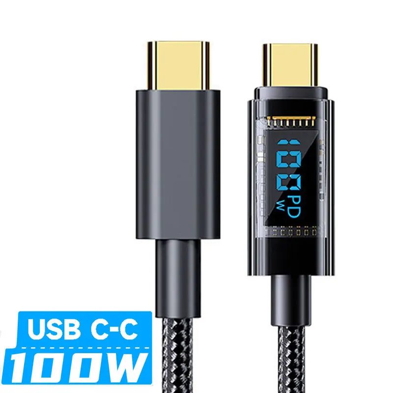 2Pcs 120W USB to Type C Digital Display Cable Fast Charging 100W PD Type -C to C Cable For Xiaomi HUAWEI Macbook iPad