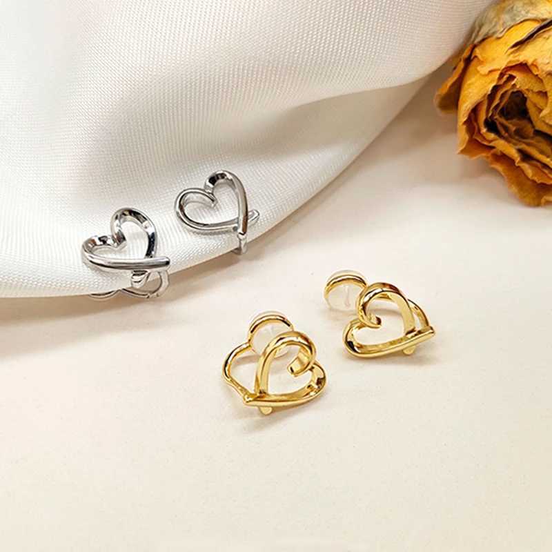 Minimum Irregular Hollow Heart shaped Clip Earrings Womens Silicone Ear Clips Non Perforated Stud Earrings Fashion Earrings Jewelry W241017