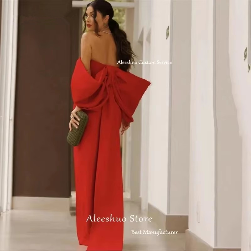 Sexy Red Mermaid Evening Dresses For Woman Off the Shoulder Side Split Guest Dress Robe 2024 Simple Prom Gowns Vestidos