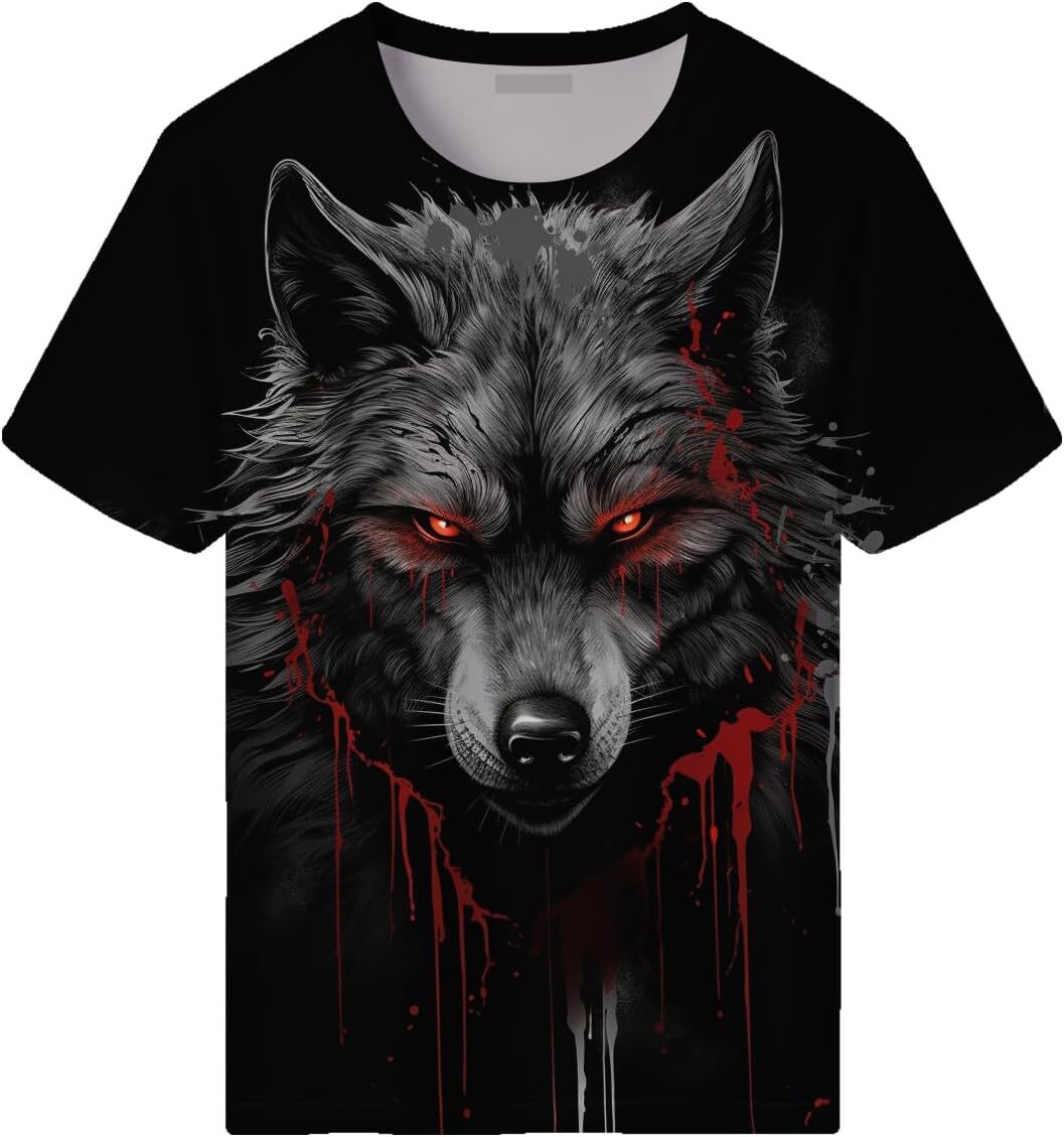 Mens T shirt Novelty Wolf Graphic T-Shirts for Men 3D Animal fashion Printed Shirts Summer Top tee Casual tops summer clothes cool