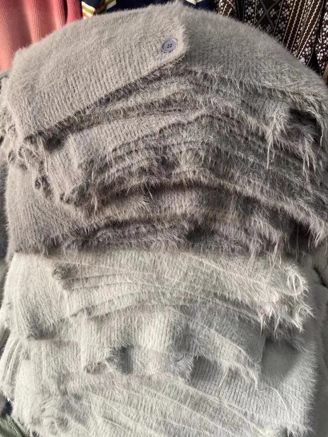 Elegant Mohair Knitted Cardigans Loose O Neck Single Breasted Long Sleeve Sweater Fall Clothes 2024 Women Pink Cardigan 241017