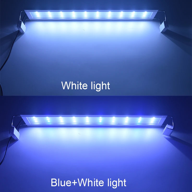 Aquarium LED light ultra-thin fish tank aquarium plant growth light waterproof bright clip light blue LED 18-72cm for plants 220V 241016
