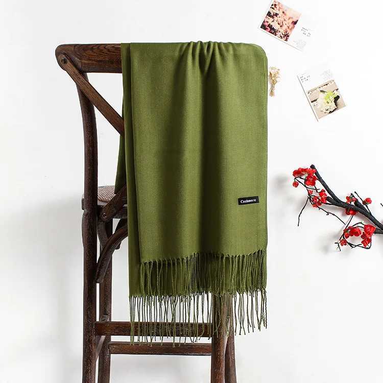 180 * 70cm solid color soft textured cashmere womens shawl wrapped in autumn and winter Pashmina unisex womens headscarf X241017