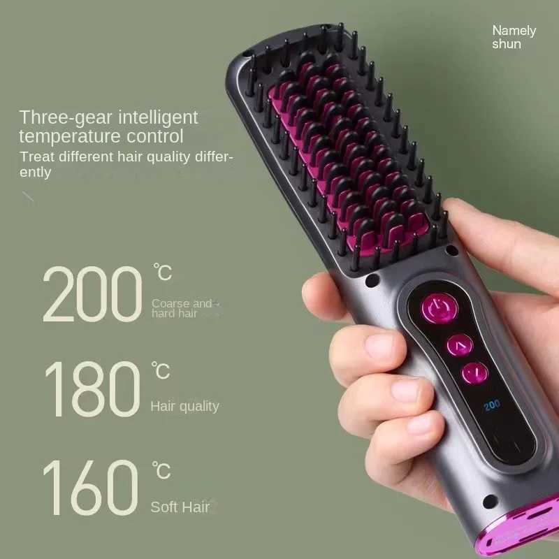 New dual purpose curling straightening styling comb hair salon portable charging straightener USB wireless curling combXJ241016