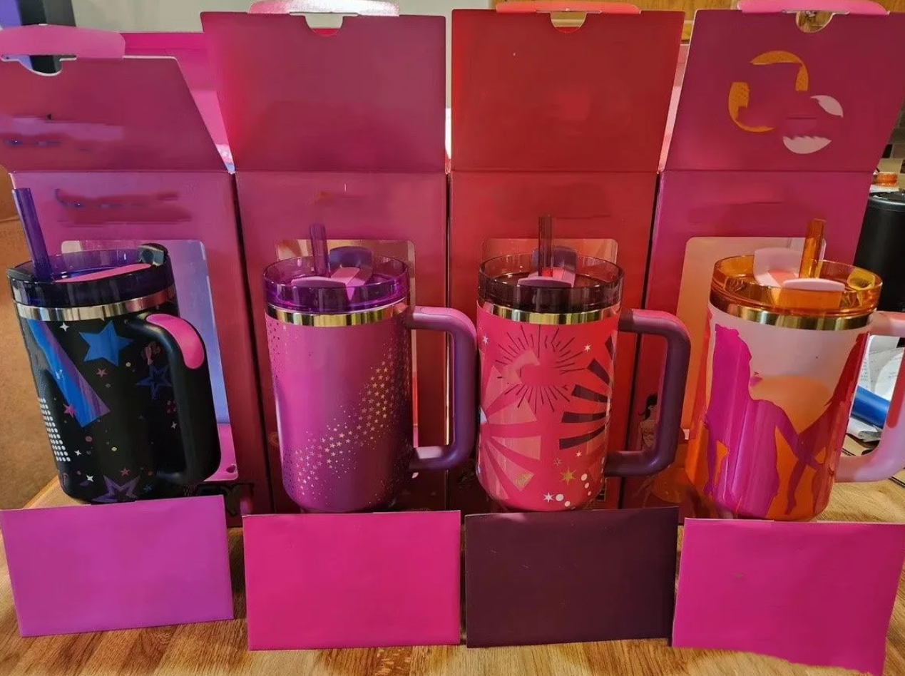 DHL wicked-H2.0 40oz TUMBLER Pink Rose Blue Magnolia Mug Holiday Red Winter Pink Tumbler with Silicone Handle Lid and Straw Cups Mugs Target water bot