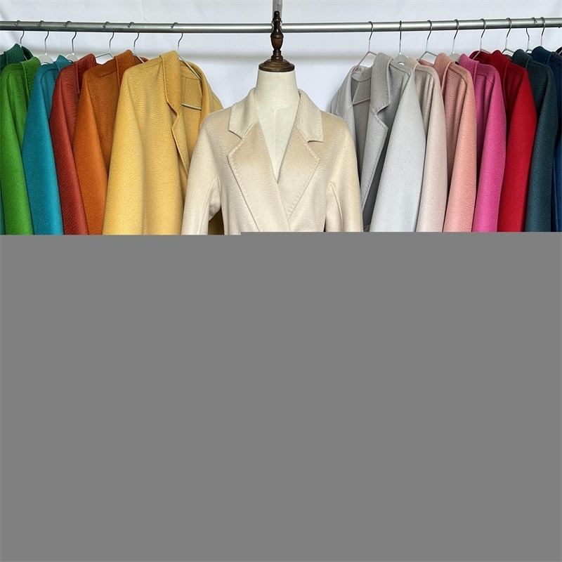 SPECIAL OFFER Cashmere Coat Female Winter MidLength Corrugated Black Wool Woman Autumn Casual Fashion Beige 241016