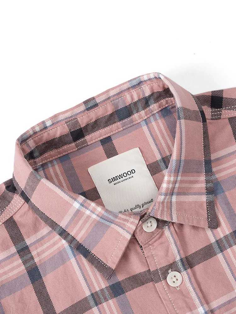 SIMWOOD 2024 Autumn New Oversize 100% Cotton Fabric Plaid Shirts Men Washed Vintage Check Shirts LX241017