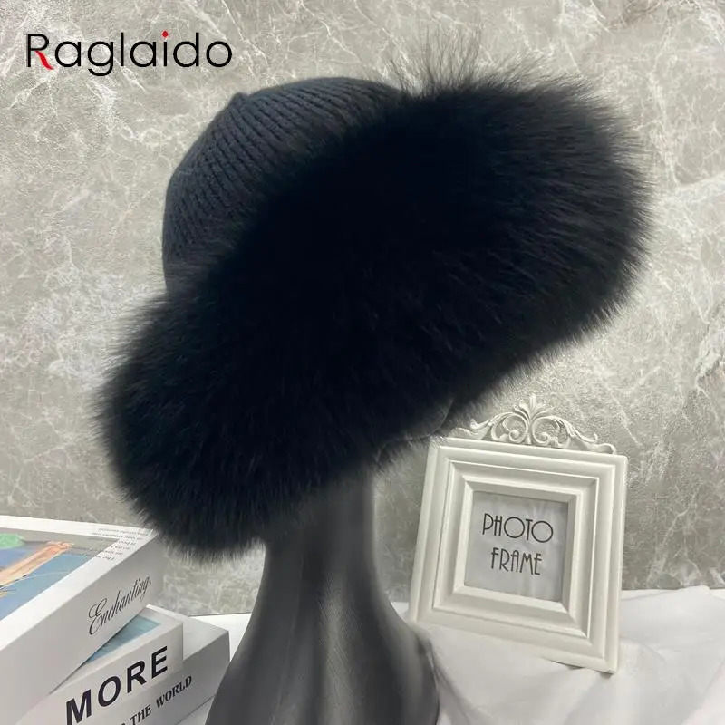 Stylish Beanie Hats for Women Winter Warm Fluffy Bone Cap Soft Outdoor Thick Natural Fox Fur Hat Female Dome Hats 241009