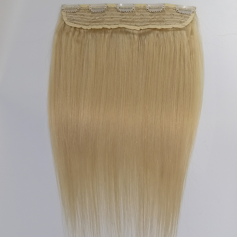 Brazilian Malaysian 100% Human Hair One-piece Clip In Hair Extensions Silky Straight Blonde 613# Color 60-100g/piece