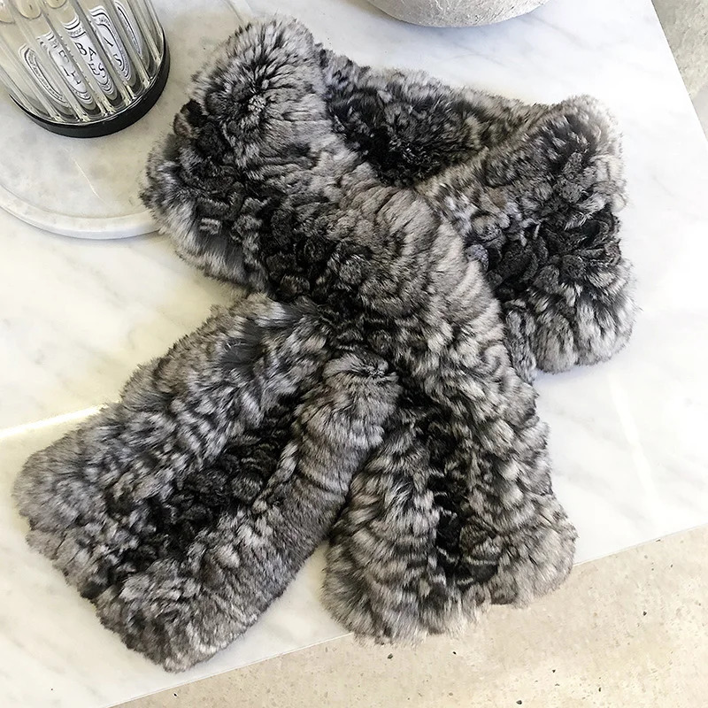 Womens winter scarf genuine Chinchilla fur soft and warm womens shawl S7722 241009