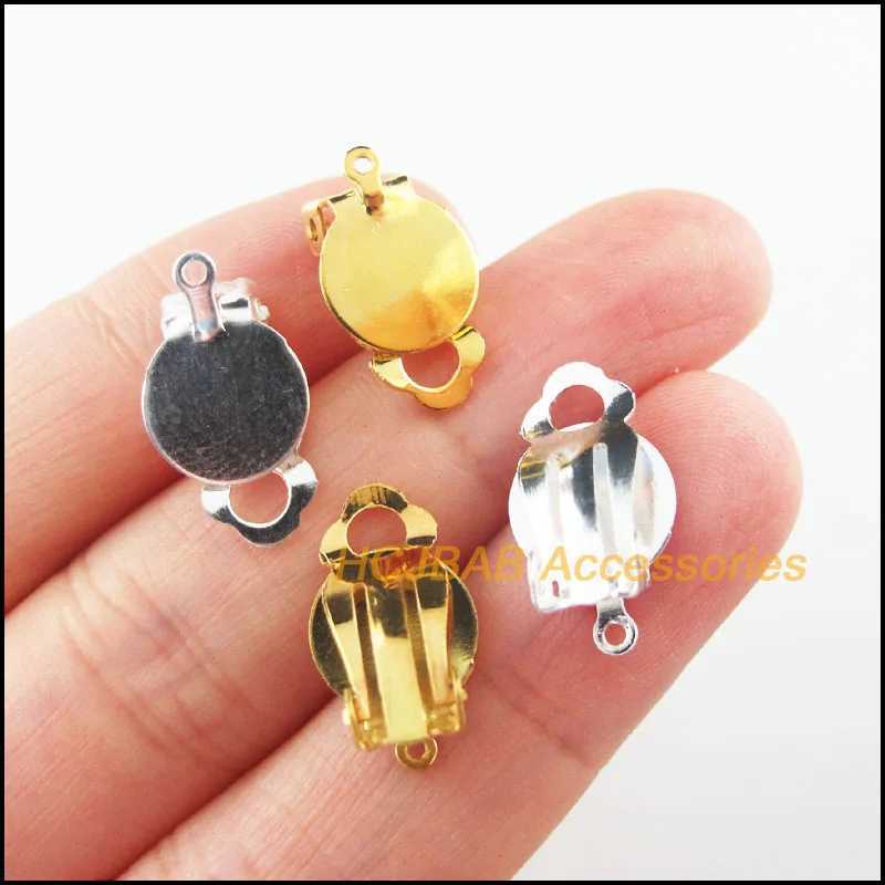 New 40 ear clip DIY jewelry making component 10x18mm with ring earring set base suitable for 10mm glass corner shape W241017