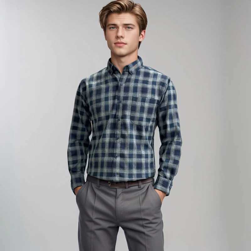 New Mens Plaid Shirts Long Sleeve Cotton Regular Fit Soft Comfortable Casual Fashion Flannel Shirt Male Clothing Size 7XL 6XL LX241017