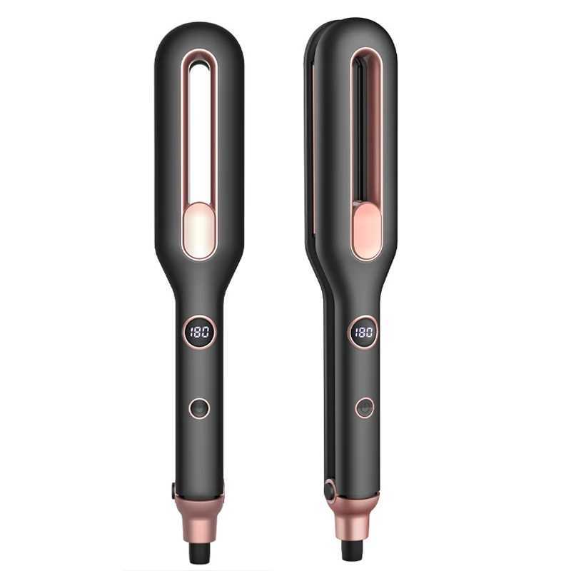 Hair Straightener Curler 2 In 1 Ceramic Plate Flat Iron Fast Heat Up Electric Hair StraightenerXJ241016
